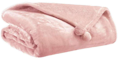 Narzuta na łóżko pled Tender Pompoms Aubepine 130 X 170 cm