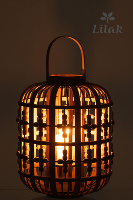 Lampion drewno naturalne koraliki