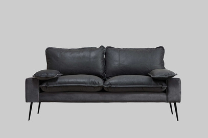Sofa LUCAS Antracyt (skóra + velvet)