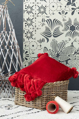 Narzuta na łóżko pled Tender Pompoms Rubis130 X 170 cm