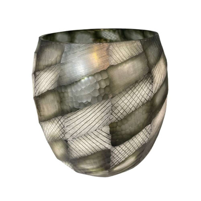 Wazon zielony, lampion cięte szkło 27x27x31 cm