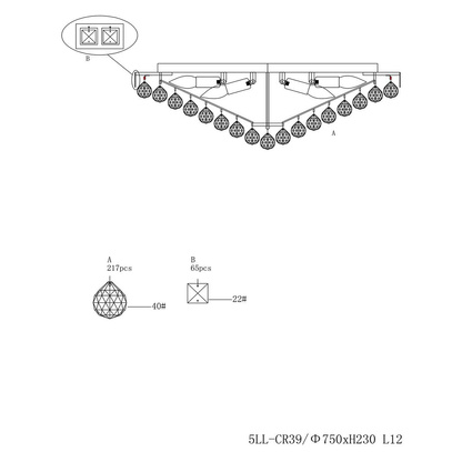 Lampa wisząca Chandelier 27 x Ø80 cm 