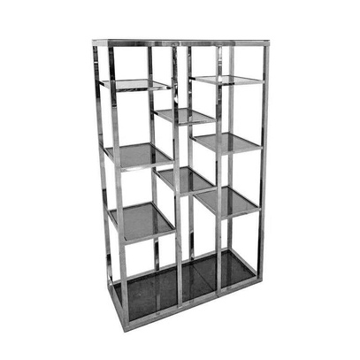 Regał metal 120x35x220cm czarne szkło