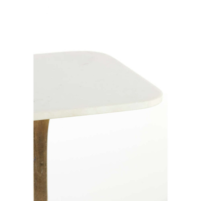 Stół kawowy   45x45x53 cm RICKERD white marble+antique bronze