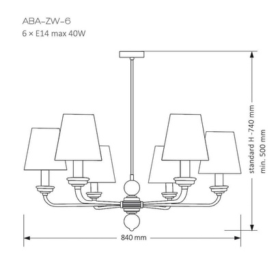 Żyrandol mosiądz Abano 840 mm