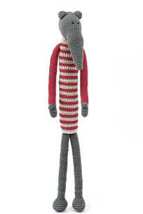 Szczurek w sweterku w paski czerwone H 48 cm