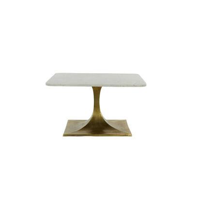 Stół kawowy 70x70x39 cm RICKERD white marble+ant bronze