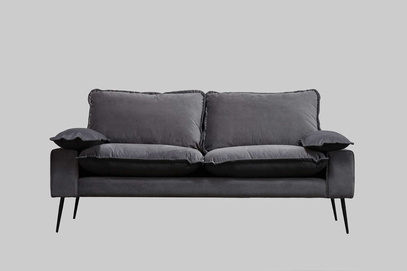 Sofa LUCAS Antracyt (skóra + velvet)