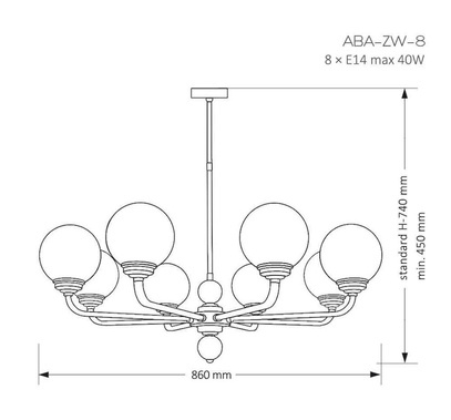 Żyrandol mosiądz Abano 860 mm