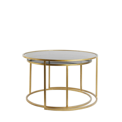 Stoliki DUARTE SET S/2 Ø65x39+Ø75x44 cm Smoked Glass