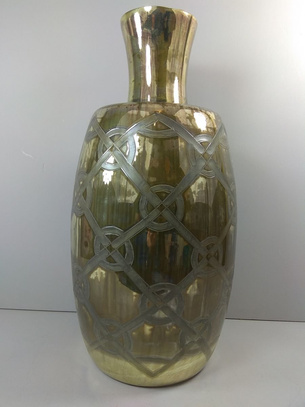 Wazon NAPOLI szklany ozdobne motywy 42 x 20 cm