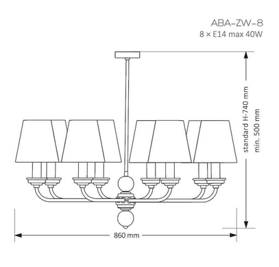 Żyrandol mosiądz Abano 860 mm