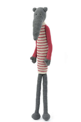 Szczurek w sweterku w drobne paski H 48 cm