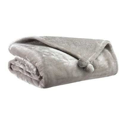 Narzuta na łóżko pled Tender Pompoms Perle 130 X 170 cm