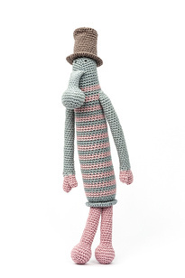 Trąbalin niebieski w różowych rękawiczkach  H37 cm