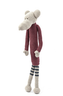 Myszka w bordowym sweterku HOA MOA H 42 cm