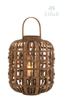 Lampion drewno naturalne koraliki